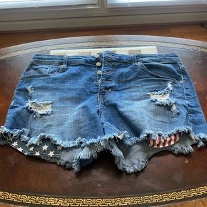 American flag jean shorts